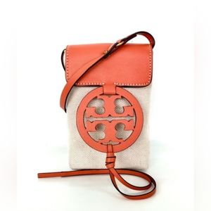 TORY BURCHLeather Trim Canvas Crossbody Bag
